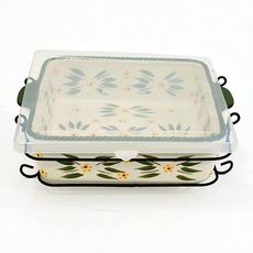  تيمب-تيشن مجموعة أدوات خبز اولد ورلد مربعة الشكل مع حقيبة حمل - خضراء