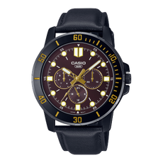 كاسيو ساعة يد جلد كرونوغراف MTP-VD300BL-5EUDF أسود