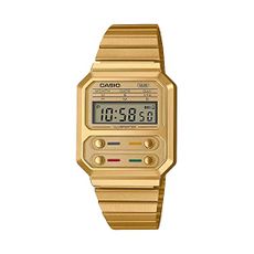 ‏ ساعة كاسيو الرقمية واجهة ذهبية للجنسين للبالغين A100WEG-9ADF ‏