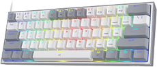 لوحة مفاتيح ألعاب ميكانيكية مدمجة ار جي بي سلكية 60% من ريدراجون  كي 617 فيز ب61 مفتاحاً  مع أغطية مفاتيح باللون الأبيض والرمادي