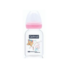 أوبتيمال زجاجة الرضاعة ذات الخصر النحيف 140 مل -وردي