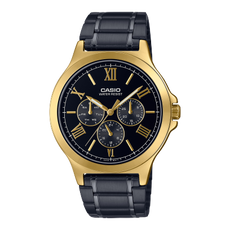 ساعة يد كاسيو من فولاذ مقاوم للصدأ  كرونوغراف MTP-V300GB-1AUDF أسود