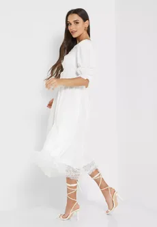 فستان بليسيه نسائي أبيض بأكمام منفوشة من ليتل مسترس - قياس 12