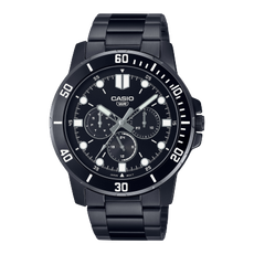 ساعة يد كاسيو من فولاذ مقاوم للصدأ كرونوغراف MTP-VD300B-1EUDF أسود